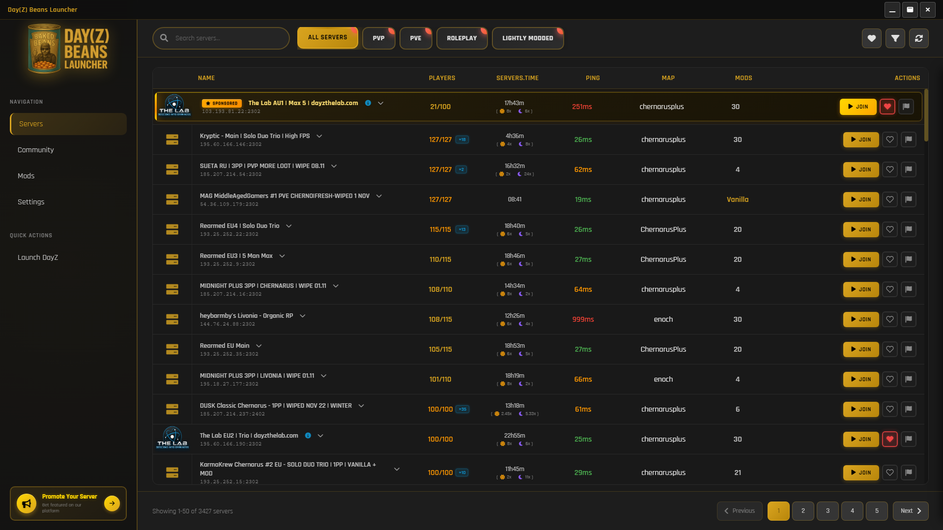 Day(Z) Beans Launcher - Main Interface