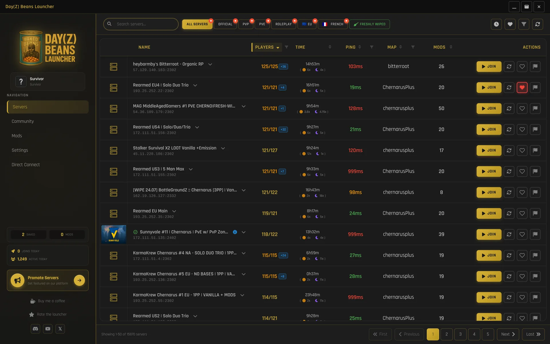 Server browser — Classic Gold
